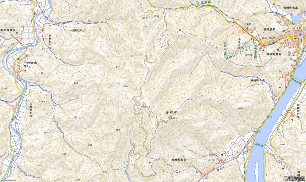 来日岳（来日山）登山地図国土地理院