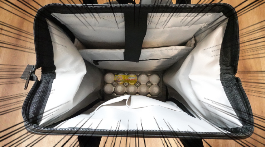 スーパーの卵が入る買い物用リュックサック