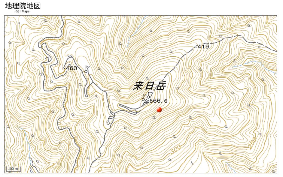 来日岳八畳岩の場所と地図