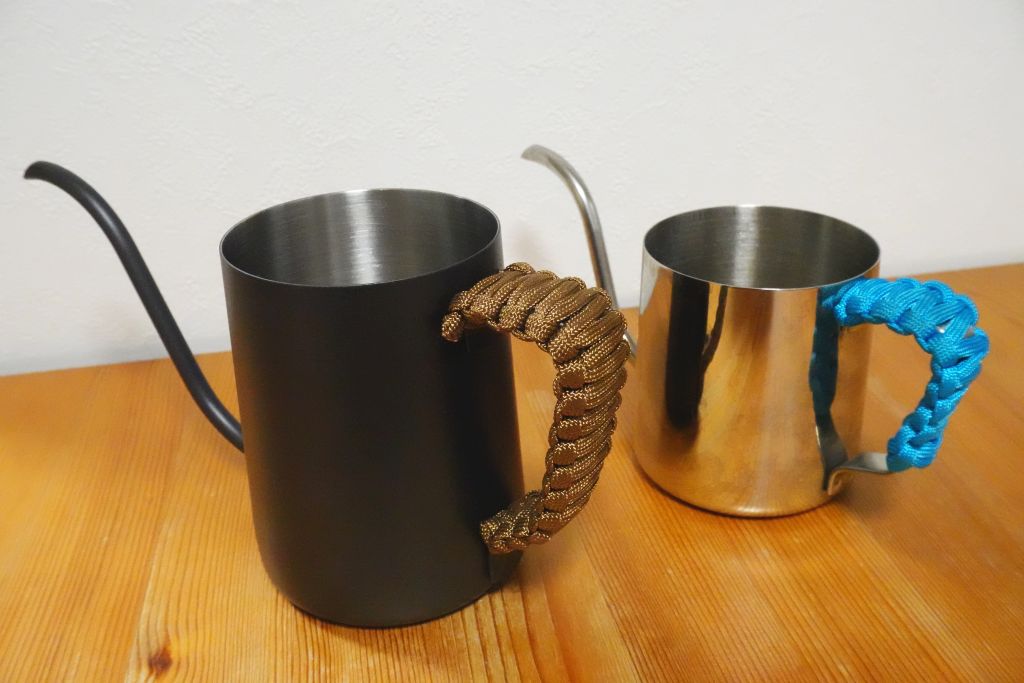 ドリップポットの取っ手をパラコードでデコレーション