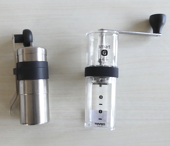 hario(ハリオ)コーヒーミル・スマートGとジャパン・ポーレックス社のコーヒーミル・ミニとの比較